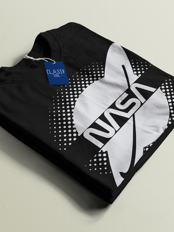 NASA Graphics Printed Black T-shirt