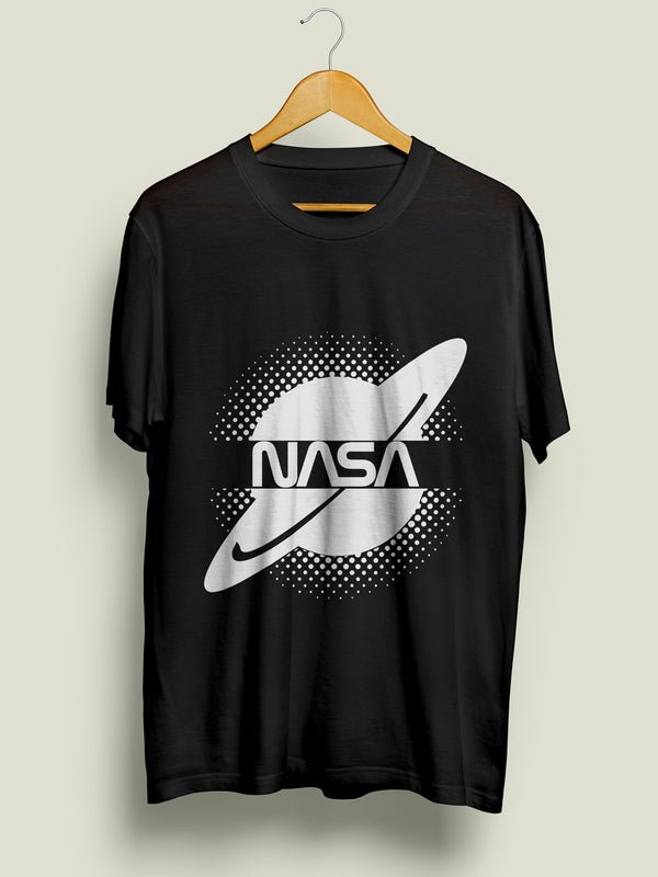 NASA Graphics Printed Black T-shirt